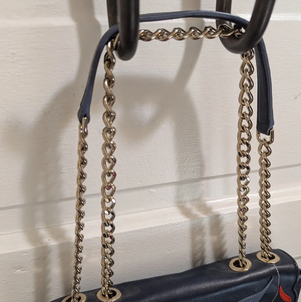 kate spade Black Floral Appliqué Leather Shoulder Bag